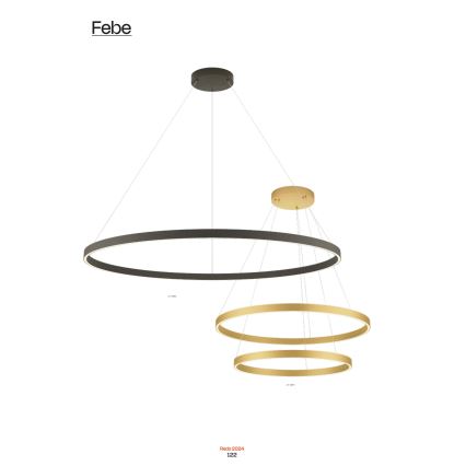 Redo 01-2889 - LED prigušiva luster na sajli FEBE LED/62W/230V zlatna