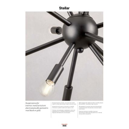 Redo 01-2936 - Luster na sajli STELLAR 18xE14/25W/230V crni