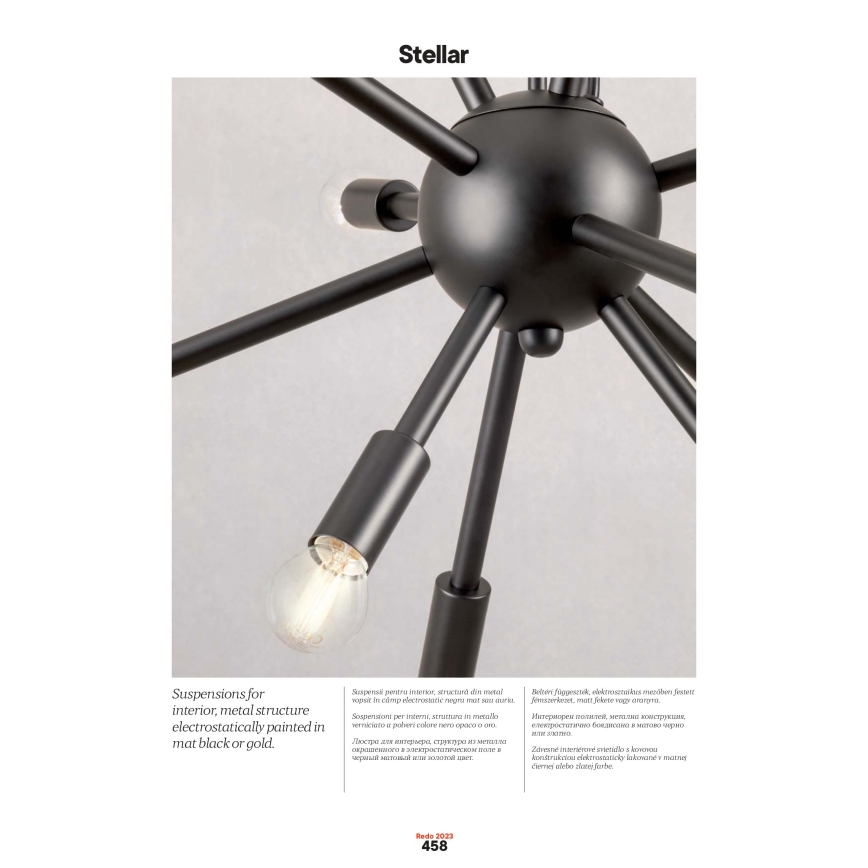 Redo 01-2936 - Luster na sajli STELLAR 18xE14/25W/230V crni