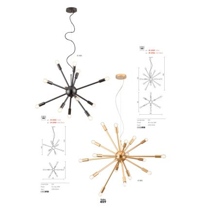 Redo 01-2936 - Luster na sajli STELLAR 18xE14/25W/230V crni