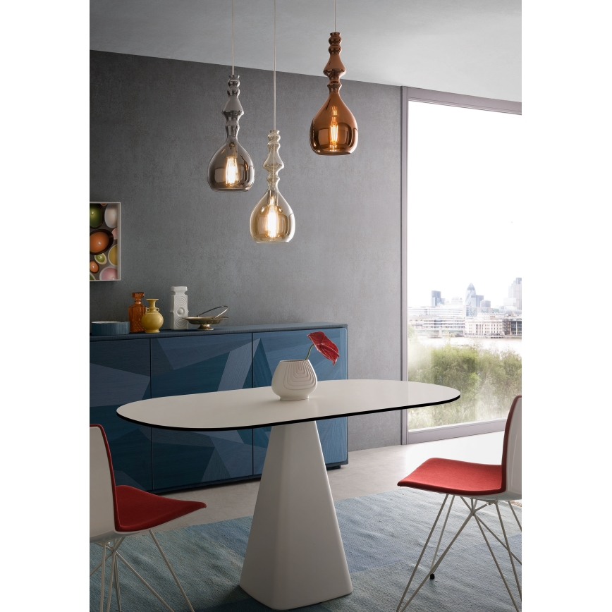 Redo 01-2938 - Luster na sajli AMBIX 1xE27/42W/230V Ø 18 cm siva