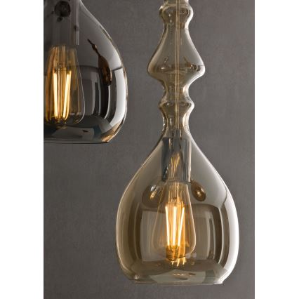 Redo 01-2938 - Luster na sajli AMBIX 1xE27/42W/230V Ø 18 cm siva