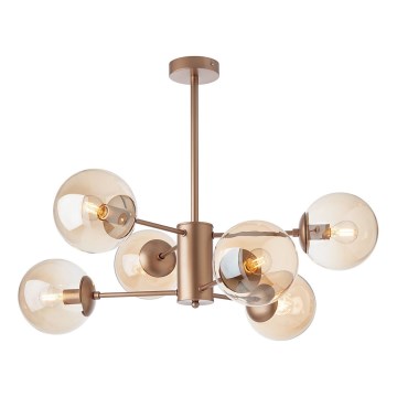 Redo 01-2943 - Luster sa štapom MUNDI 6xE14/28W/230V bakar/dimno