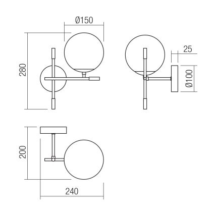 Redo 01-2944 - Zidno svetlo ESSENTIAL 1xE14/28W/230V desno