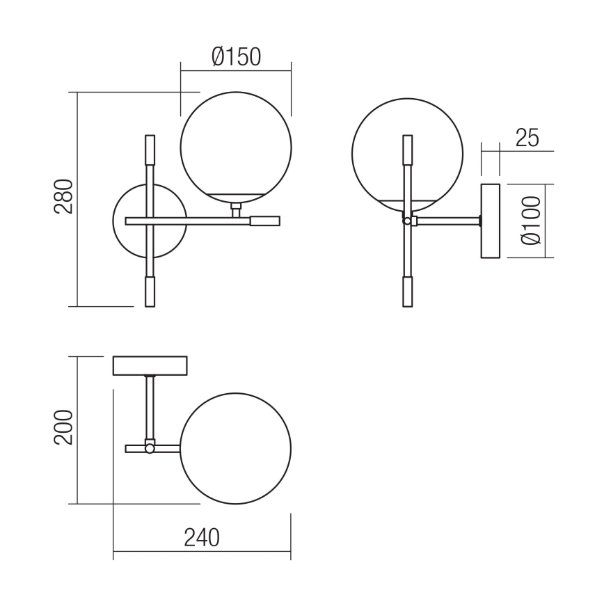 Redo 01-2944 - Zidno svetlo ESSENTIAL 1xE14/28W/230V desno