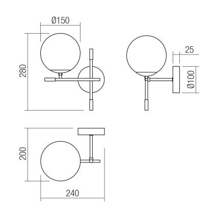 Redo 01-2945 - Zidna svetiljka ESSENTIAL 1xE14/28W/230V leva