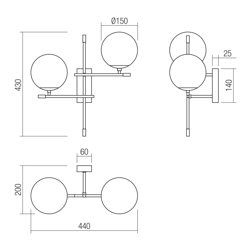 Redo 01-2946 - Zidna svetiljka ESSENTIAL 2xE14/28W/230V