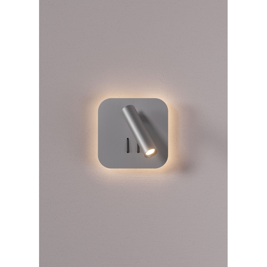 Redo 01-2978 - LED zidno svetlo QUDA LED/6W/230V + LED/3W 3000K CRI 90 matni hrom