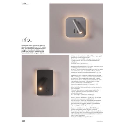 Redo 01-2978 - LED zidno svetlo QUDA LED/6W/230V + LED/3W 3000K CRI 90 matni hrom