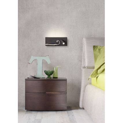 Redo 01-2985 - LED zidno spot svetlo BROOK LED/8W/230V + LED/3W USB CRI 90 crno levo