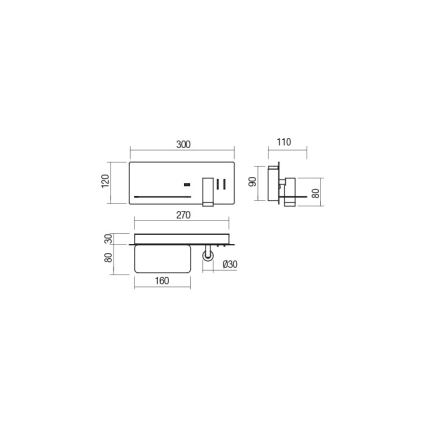 Redo 01-2985 - LED zidno spot svetlo BROOK LED/8W/230V + LED/3W USB CRI 90 crno levo