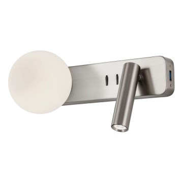 Redo 01-2993 - LED zidno svetilo OASIS LED/3W/230V + 1xG9/10W USB CRI 90 sjajni hrom