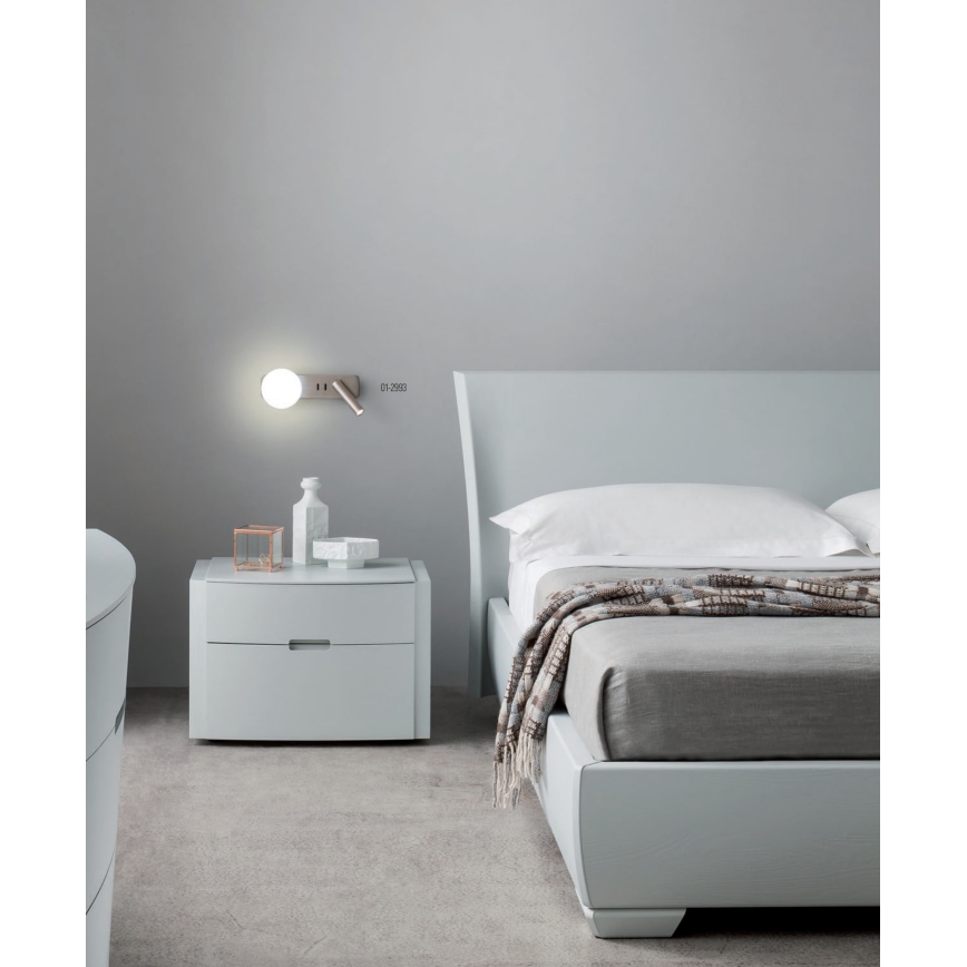 Redo 01-2993 - LED zidno svetilo OASIS LED/3W/230V + 1xG9/10W USB CRI 90 sjajni hrom