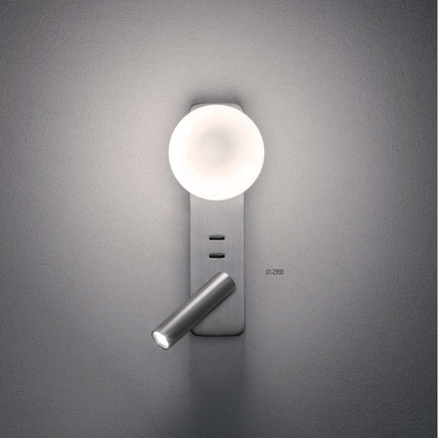 Redo 01-2993 - LED zidno svetilo OASIS LED/3W/230V + 1xG9/10W USB CRI 90 sjajni hrom