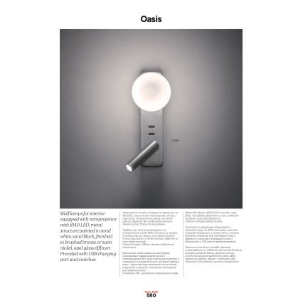 Redo 01-2994 - LED zidno svetlo OASIS LED/3W/230V + 1xG9/10W USB CRI 90 crna