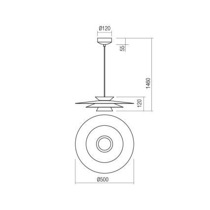 Redo 01-3001 - LED luster na sajli FARGO LED/16,5W/230V CRI 90 prečnik 50 cm crna/zlatna