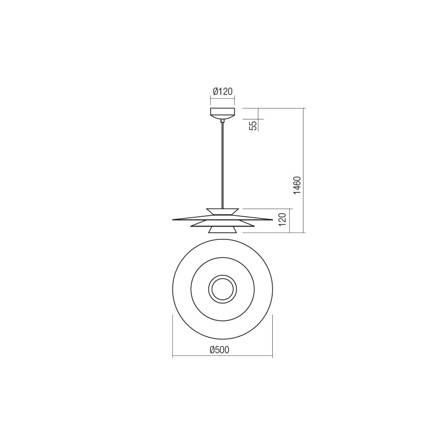 Redo 01-3001 - LED luster na sajli FARGO LED/16,5W/230V CRI 90 prečnik 50 cm crna/zlatna