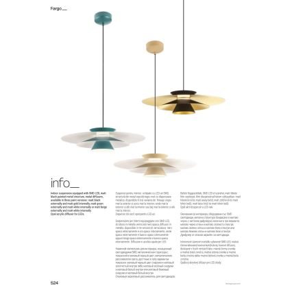 Redo 01-3003 - LED luster na sajli FARGO LED/16,5W/230V CRI 90 prečnik 50 cm bež/bela