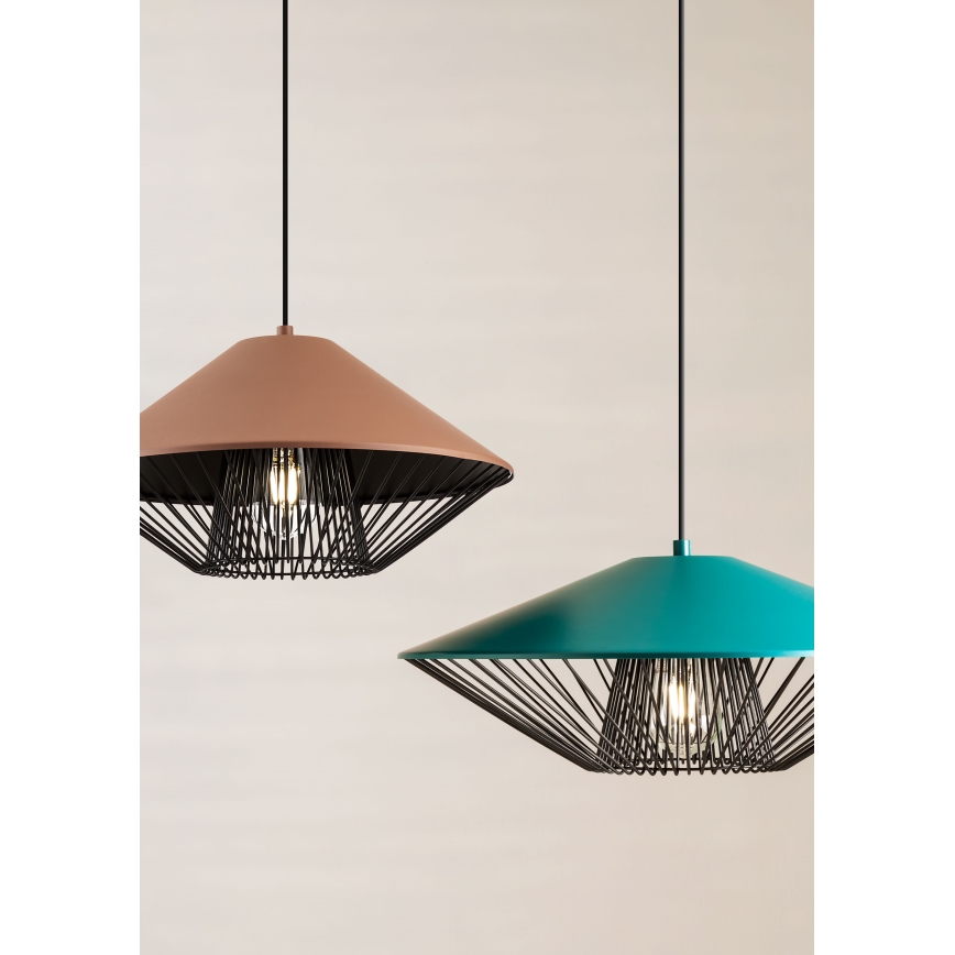 Redo 01-3006 - Luster na sajli GRILL 1xE27/42W/230V prečnik 39,6 cm crna/tirkizna