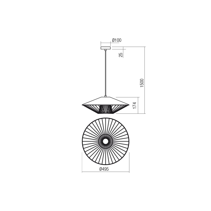 Redo 01-3009 - Luster na sajli GRILL 1xE27/42W/230V prečnika 49,5 cm crna/smeđa