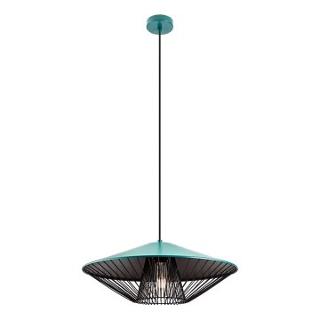 Redo 01-3010 - Luster na sajli GRILL 1xE27/42W/230V prečnik 49,5 cm crna/tirkizna