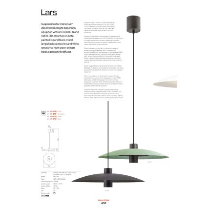 Redo 01-3020 - LED luster na sajli LARS LED/14W/230V + LED/10W prečnik 60 cm CRI 90 narandžasta