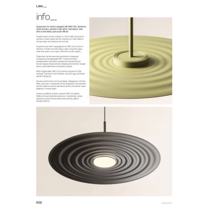 Redo 01-3047 - LED luster na sajli LAKE LED/13W/230V CRI 90 Ø 50 cm crna