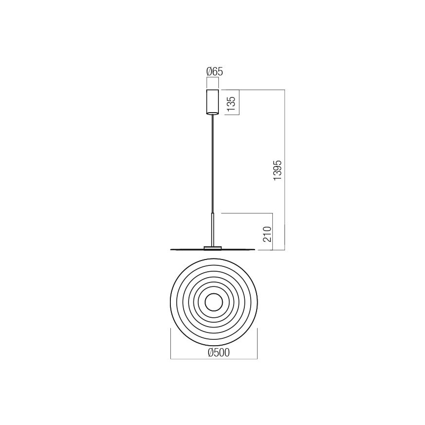 Redo 01-3047 - LED luster na sajli LAKE LED/13W/230V CRI 90 Ø 50 cm crna