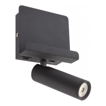 Redo 01-3084 - LED zidno spot svetlo PANEL LED/3,5W/230V USB crna
