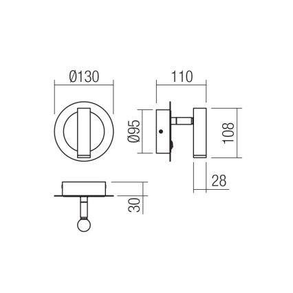Redo 01-3089 - LED zidno spot svetlo CLOSER LED/6W/230V belo