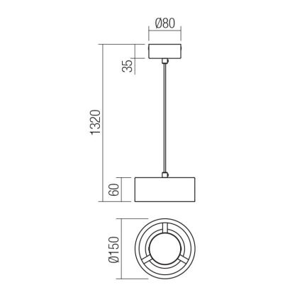 Redo 01-3101 - LED luster na sajli PUNKT LED/6W/230V prečnik 15 cm crna