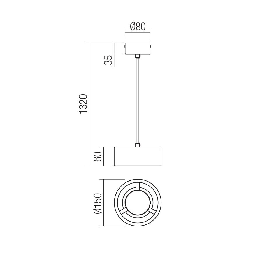 Redo 01-3101 - LED luster na sajli PUNKT LED/6W/230V prečnik 15 cm crna