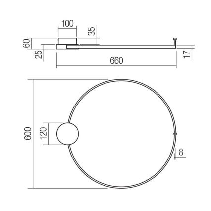Redo 01-3103 - LED zidno svetlo ATOM LED/20W/230V prečnik 60 cm