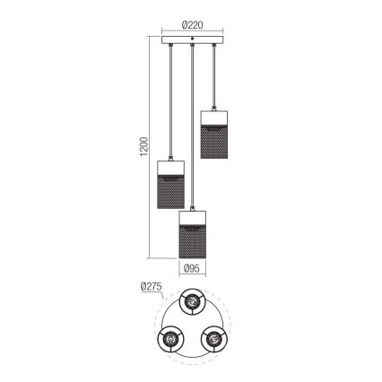 Redo 01-3142 - Viseći luster na sajli STEM 3xE27/42W/230V