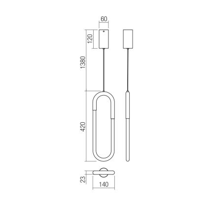 Redo 01-3183 - LATIUM prigušiva LED luster na sajli LED/9W/230V mesing