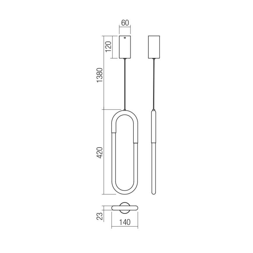 Redo 01-3183 - LATIUM prigušiva LED luster na sajli LED/9W/230V mesing