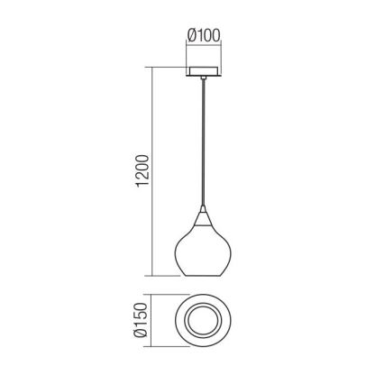 Redo 01-3190 - Luster na sajli TANNER 1xE14/28W/230V prečnika 15 cm