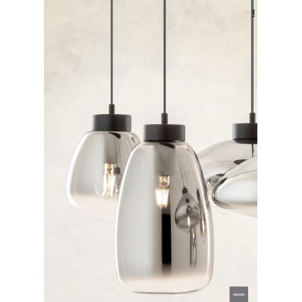 Redo 01-3196 - Luster na sajli LUKE 1xE27/42W/230V prečnik 17 cm crna