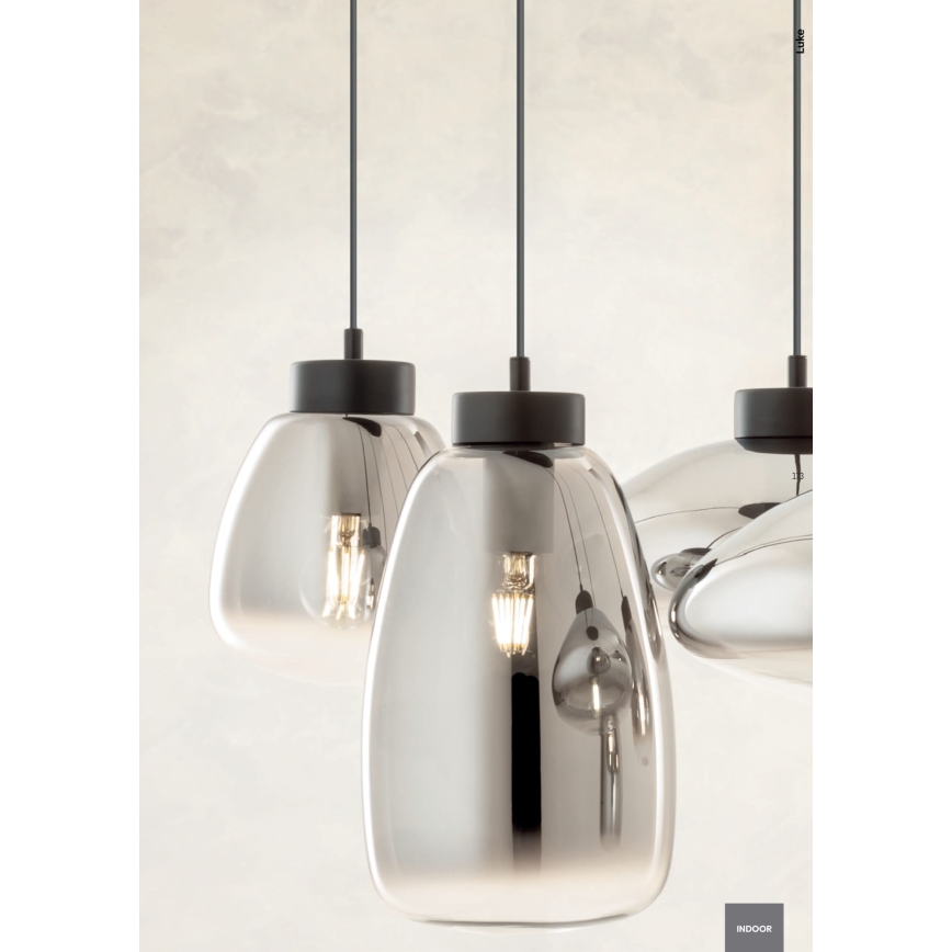 Redo 01-3197 - Luster na sajli LUKE 3xE27/42W/230V, prečnik 46 cm, crna
