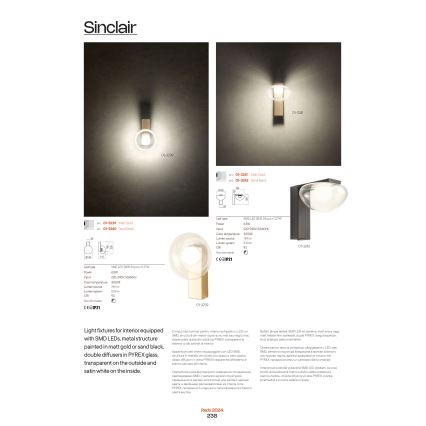 Redo 01-3239 - LED zidna lampa SINCLAIR LED/6,5W/230V CRI 93 IP21 zlatna