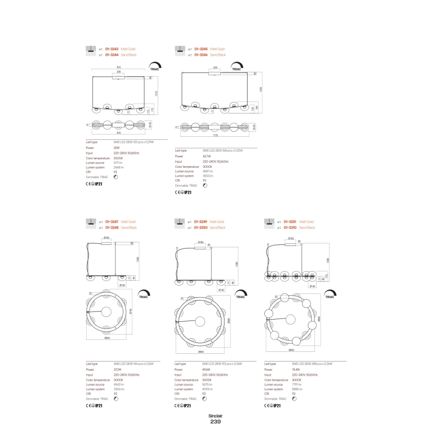Redo 01-3239 - LED zidna lampa SINCLAIR LED/6,5W/230V CRI 93 IP21 zlatna