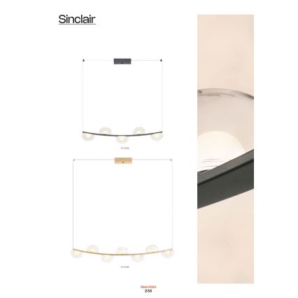 Redo 01-3243 - LED luster na sajli SINCLAIR, prigušiva, LED/35W/230V CRI 93 IP21, zlatni