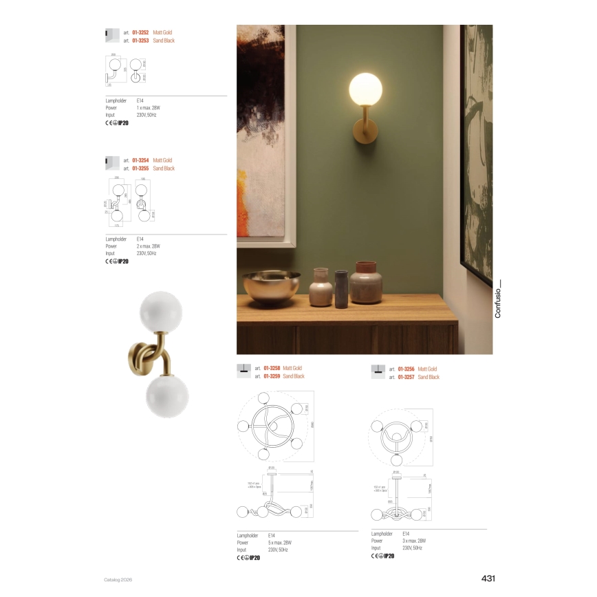 Redo 01-3257 - Luster na šipci CONFUSIO 3xE14/28W/230V prečnik 76 cm crna