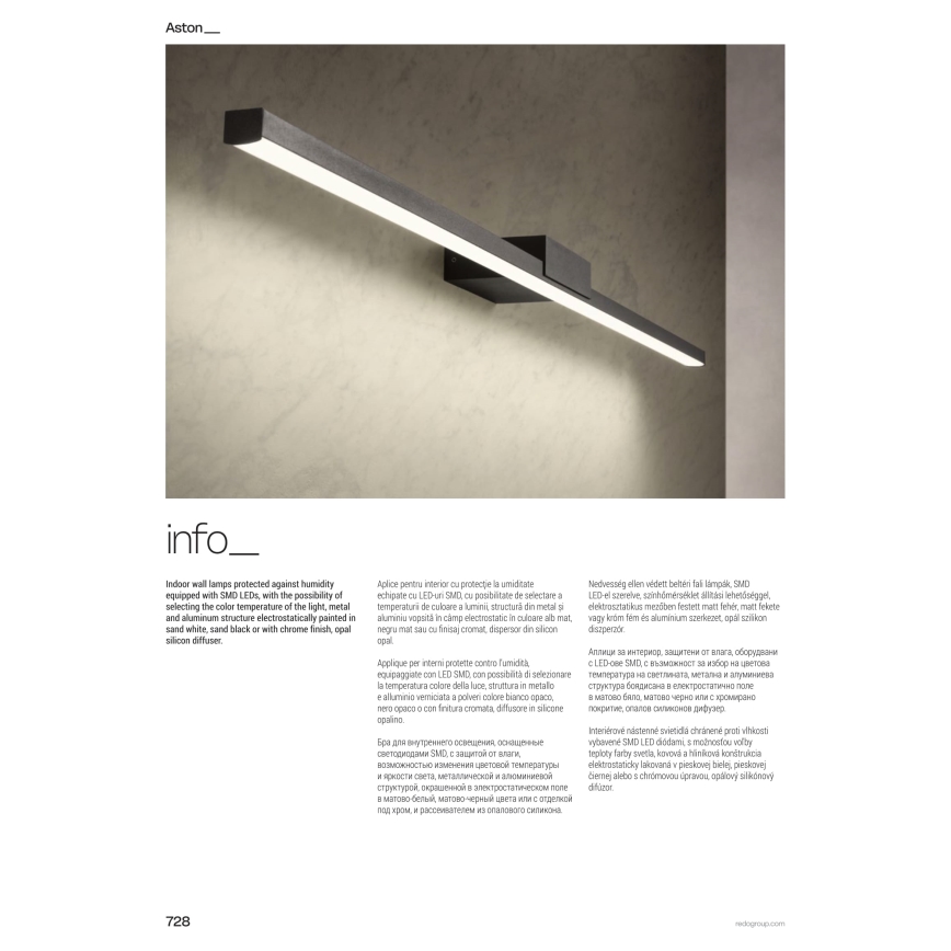 Redo 01-3271 - ASTON LED kupatilsko osvetljenje za ogledalo LED/18W/230V 3000/4000K 90 cm CRI 90 IP44 belo