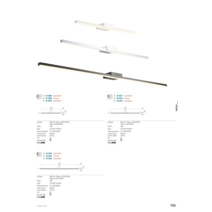 Redo 01-3273 - LED rasveta za kupatilsko ogledalo ASTON LED/18W/230V 3000/4000K 90 cm CRI 90 IP44 crna