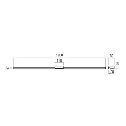 Redo 01-3276 - LED kupatilsko osvetljenje za ogledalo ASTON LED/24W/230V 3000/4000K 120 cm CRI 90 IP44 crna