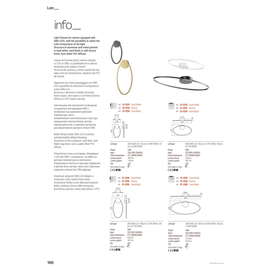 Redo 01-3299 - LED prigušiva luster na sajli LEO LED/67W/230V 3000/4000K CRI 90 60x130 cm crna