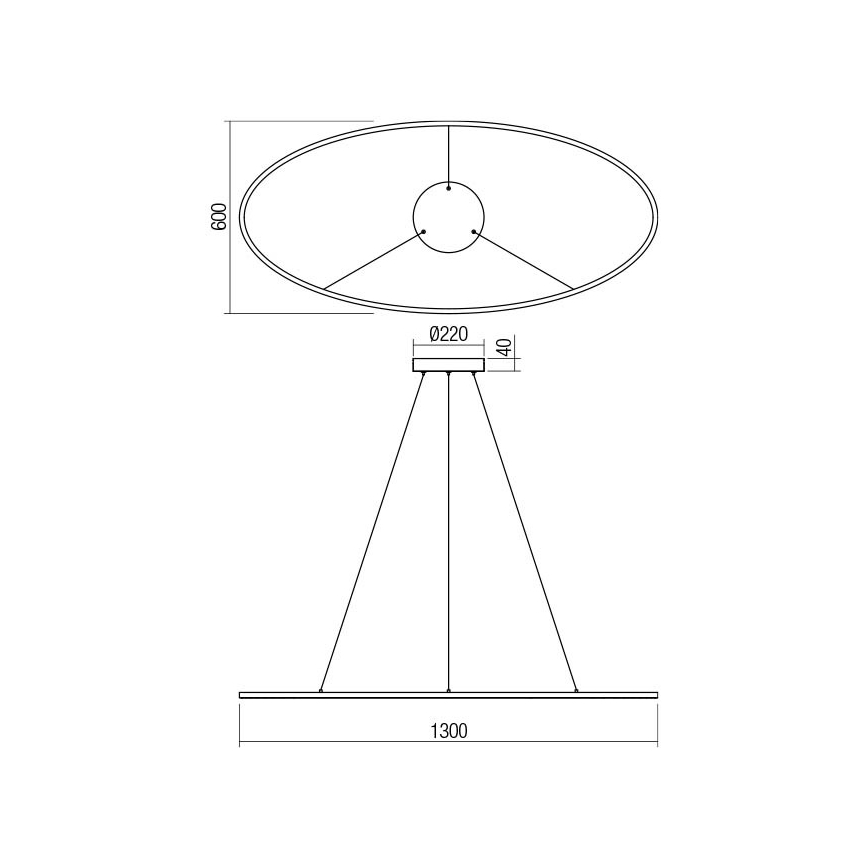 Redo 01-3299 - LED prigušiva luster na sajli LEO LED/67W/230V 3000/4000K CRI 90 60x130 cm crna