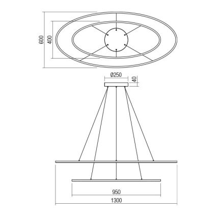 Redo 01-3300 - prigušiva LED luster na sajli LEO LED/115W/230V 3000/4000K CRI 90 60x130 cm bronzan