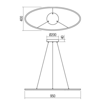 Redo 01-3338 - LED prigušiva luster na sajli LEO LED/48W/230V 3000/4000K CRI 90 40x95 cm bronza